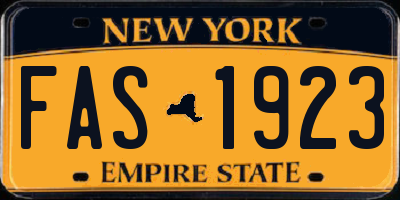 NY license plate FAS1923