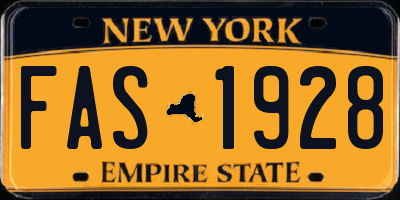 NY license plate FAS1928