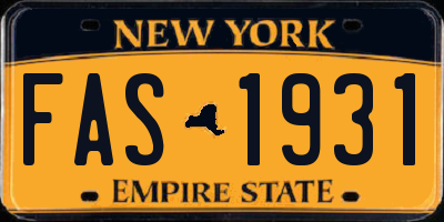 NY license plate FAS1931