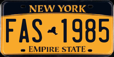 NY license plate FAS1985