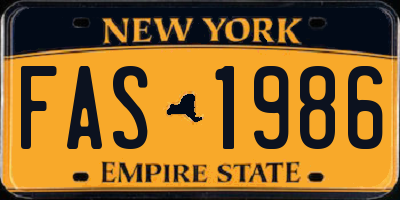 NY license plate FAS1986