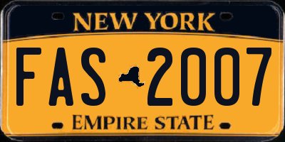 NY license plate FAS2007