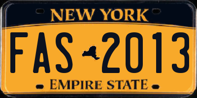NY license plate FAS2013