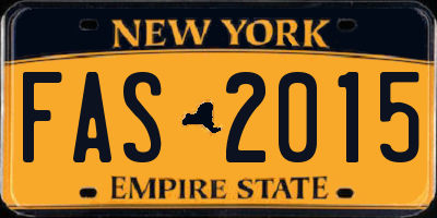 NY license plate FAS2015