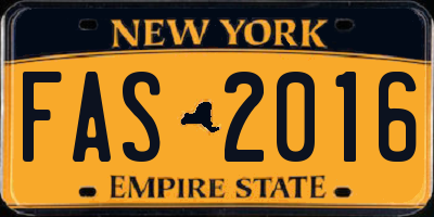 NY license plate FAS2016