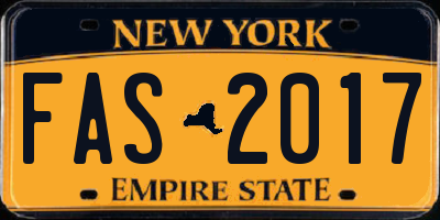 NY license plate FAS2017