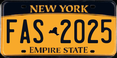 NY license plate FAS2025