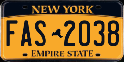 NY license plate FAS2038