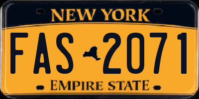 NY license plate FAS2071
