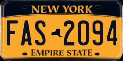 NY license plate FAS2094