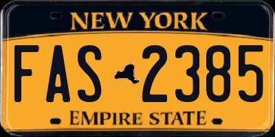 NY license plate FAS2385