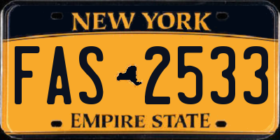 NY license plate FAS2533