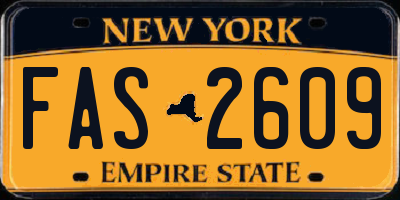 NY license plate FAS2609