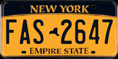 NY license plate FAS2647