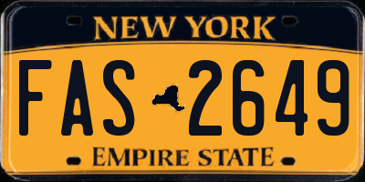 NY license plate FAS2649