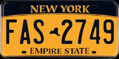 NY license plate FAS2749