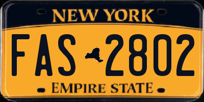 NY license plate FAS2802