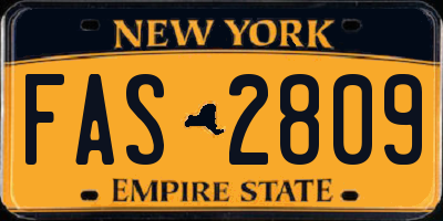 NY license plate FAS2809