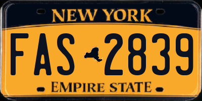 NY license plate FAS2839