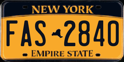 NY license plate FAS2840