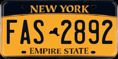 NY license plate FAS2892