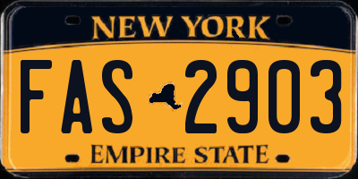 NY license plate FAS2903