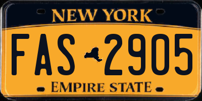 NY license plate FAS2905