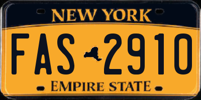 NY license plate FAS2910