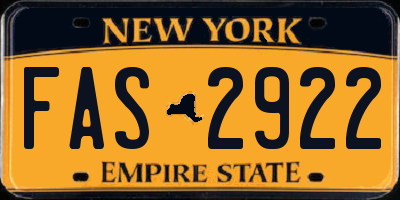 NY license plate FAS2922