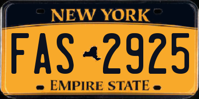 NY license plate FAS2925