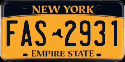 NY license plate FAS2931