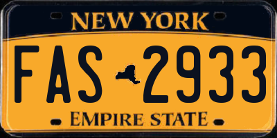 NY license plate FAS2933