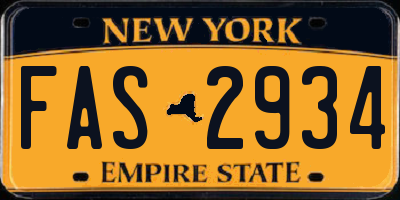 NY license plate FAS2934