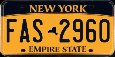 NY license plate FAS2960