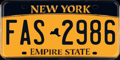 NY license plate FAS2986