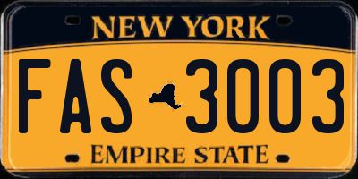 NY license plate FAS3003