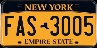 NY license plate FAS3005