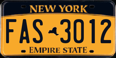 NY license plate FAS3012