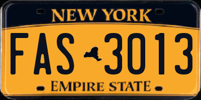 NY license plate FAS3013