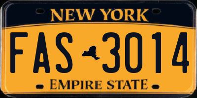 NY license plate FAS3014