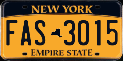 NY license plate FAS3015