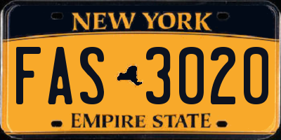 NY license plate FAS3020