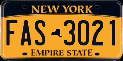 NY license plate FAS3021