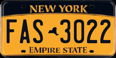 NY license plate FAS3022