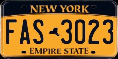 NY license plate FAS3023