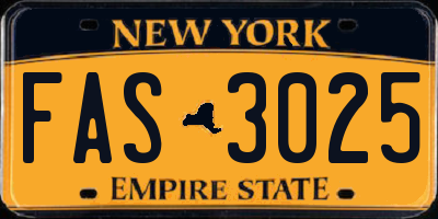 NY license plate FAS3025