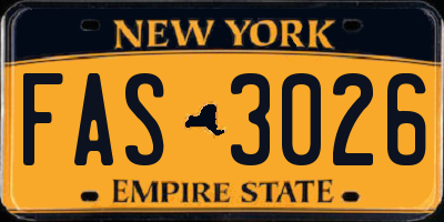 NY license plate FAS3026