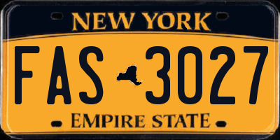 NY license plate FAS3027