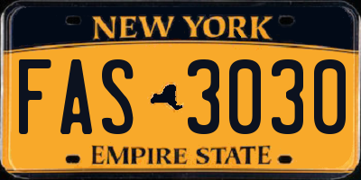 NY license plate FAS3030