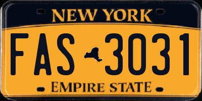 NY license plate FAS3031